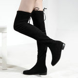 Slim Fit Thighs Over-the-Knee Long Boots Women Low Heel Concise Elastic Boots Retro Shoes Ladies Mart Lion   