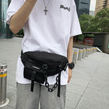  Large Capacity Crossbody Bag Chest Unisex Street Style Hip Belt Phone Pouch Chain Decoration Men's Travel Waist Pack Mart Lion - Mart Lion