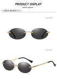Retro Oval Sunglasses Rimless Man's Blue Mirror Gold Metal Glasses Round Frameless Women MartLion   