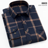 Fall Smart Casual Men's Flannel Plaid Shirt Brand Office Long Sleeve Shirt Clothes Mart Lion 6603 Asian S Label 39 