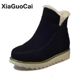 Woman Shoes Winter Warm Snow Boots Slip-On Soft Antiskid Female Short Ankle With Fur Mart Lion   