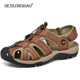 Men's Sandals Summer Leather Beach Rome Gladiator Casual Shoes Outdoor Mart Lion   