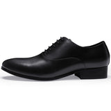 3CM Heels Men's Wedding Shoes Genuine Leather White Black Oxford Dress Suit Lace Up Point Toe Formal Handmade Mart Lion B 37 