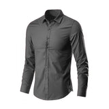 Men's White Shirt Long-sleeved Professional Work Collared Clothing Casual Suit Button Tops MartLion   