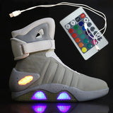 Adults USB Charging Led Luminous Shoes Men's Light Up Casual back to the Future Glowing Sneakers MartLion White remote control 6.5 