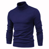 10 Color Winter Men's Turtleneck Sweaters Warm Black Slim Knitted Pullovers Solid Color Casual Sweaters Autumn Knitwear MartLion Navy EUR S 50-55 kg 