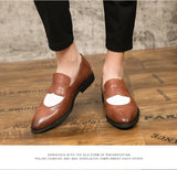 British Style Hit Color Leather Shoes Men's Oxford Breathable Formal Dress Wedding Footwear MartLion   