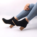 Autumn Ankle Women's Boots Heel Height 6 cm Round Toe Shoes Faux Suede Mart Lion   
