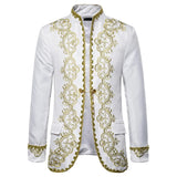 British Style Palace Prince Black Embroidery Men's Wedding Groom Suit Jacket Stage Singers Coat Masculino blazers MartLion white S 