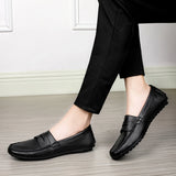 Men's Loafers Cow Leather Shoes Casual Flat Slip MartLion   