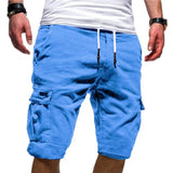 Men's Cargo Shorts Summer Bermuda Military Style Straight Work Pocket Lace Up Short Trousers Casual Mart Lion   