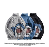 Shark Sweater Men's Winter Cartoon Harajuku Korean Y2k Oversized Turtleneck Hip Hop Loose Knit Jumper Pullover High Collar MartLion   