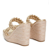 Wedges Shoes For Women Slippers Handmade Straw Rope Weave Thick Bottom Platform High Heels Golden Sandals Mart Lion   