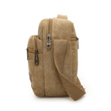 Retro Travel Crossbody Bag Flip Solid Color Casual Messenger Canvas Zipper Multifunctional men's Shoulder Mart Lion   