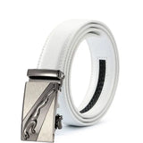 White Men's Belt Automatic Buckle Two-layer Cowhide Youth Korean Version Design Authentic Wild Youth Belt MartLion K 105cm (Waist 90cm) CHINA