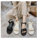 Muffin Platform Medium Heel Roman Sandals Women Summer Shoes Pure Color Casual Female Mart Lion   
