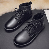 Off-Bound Winter Men's Boots Warm Fur Snow Waterproof Suede Leather Furry Ankle Fluff Plush Shoes Outdoor Mart Lion black-leather 39 