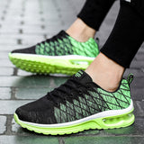 Trendy Black Green Air Sneakers Men's Shoes Non Slip Air Cushion Trainers Couple Flying Weaven Casual Mart Lion   