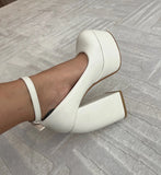 Black White Mary Janes Super Thick High Heels Platforms Pumps For Women Spring Summer Shallow Party Chunky Dance Shoes Ladies MartLion   