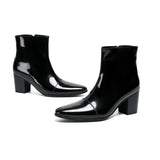  Men's Boots Soft Leather Pointed Toe High Heels Waterproof Zipper Shoes Chelsea MartLion - Mart Lion
