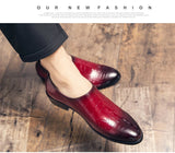  Men's Formal Shoes Leather Oxford Dress Wedding Red Leather MartLion - Mart Lion