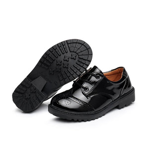 Children leather shoes kids black white school student performance shoes British casual laces soft MartLion   