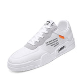 Korean Men's Sports and Leisure Flat Shoes Non Slip Breathable Student Light Low Top White Walking Mart Lion White 39 