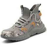 Work Shoes Sneakers Anti-smash Anti-puncture Safety Shoes Men's Reflective Work Boots Indestructible MartLion T918-gray 45 