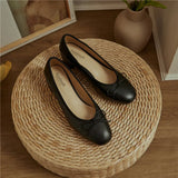 Genuine Leather Women Shoes Butterfly-knot Spring and Autumn Pumps Slip-On Casual Chunky Heel MartLion   