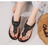 Summer Retro Sandals Women Rhinestone Beads Resort Beach Beach Wedge Shoes MartLion   