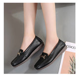 Summer Women Flats Shoes Cutouts Genuine Leather Loafers Breathable Ballet Flats Oxford Casual MartLion   