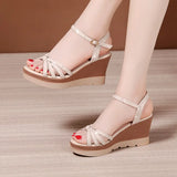 Platform Sandals Women Shoes Summer Open Head High Heels Wedges Ladies Casual Beach MartLion nude 32 