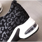 Women Sneakers Leopard Height Increasing Vulcanized Shoes Thick Bottom Zipper Wedges Ladies Casual MartLion   