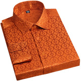 Spring Men's Long-sleeved Shirt Tiger Print Orange Lapel Single-breasted Top Hanfu Slim Fit MartLion 6 M 