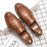 Fotwear Men's Dress Shoes Brown Leather Wedding Slip On Office Loafers Designer Formal Mart Lion Brown 6.5 