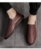 Summer Men's Leather Shoes Slip-On Casual Moccasins Loafers Soft Massage Leather Flats Footwear Driving Walking Mart Lion   