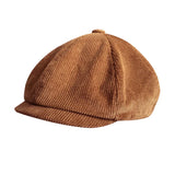 Retro Winter Caps Men's Corduroy Newsboy Hat Woman Flat Cap Warm Cap Dad Outdoors Casual Octagonal Cap Gatsby Hat MartLion Khaki M 56-58CM 
