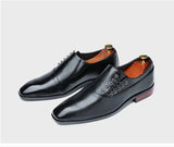 Men's Leather Shoes Style Formal Dress Wedding Red Wine British Style Office Lace-Up Leather Loafers MartLion   