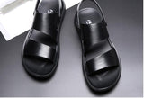 Men's Gladiator Sandals Genuine Cow Leather Casual Slipper Cool Beach Shoes Mart Lion   