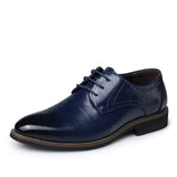 PU Leather Men's Brogues Shoes Lace-Up Bullock Dress Oxfords Praty Formal Mart Lion Blue 5.5 