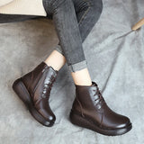 casual women's boots leather wild platform shoes waterproof women's  boots MartLion   