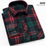 Fall Smart Casual Men's Flannel Plaid Shirt Brand Office Long Sleeve Shirt Clothes Mart Lion 6608 Asian S Label 39 