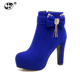 Platform Bow Women Shoes High Heels Winter Ankle Boots Footwear Black Blue MartLion   