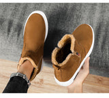 Winter Shoes Men's Boots Lace-up Sneakers Fur Warm Fleeces Snow High Flat Casual Cotton Solid Wear Resistant Anti-skid Mart Lion   