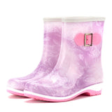 Women Rainboots Cute Spring Autumn Female Ankle Waterproof Slip-On Antiskid Shoes Wading Footwear Mart Lion   