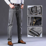 Men's Stretch Regular Fit Jeans  Casual Classic  Denim Trousers Male Black Blue Gray Pants MartLion   