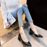 Womens Platform Heels Shallow Pointed Toe Square Heel Ladies Dress Shoes Spring Autumn Zapatos De Mujer Pumps MartLion   
