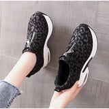 Women Sneakers Leopard Height Increasing Vulcanized Shoes Thick Bottom Zipper Wedges Ladies Casual MartLion   