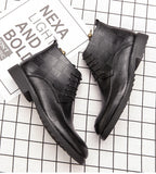 Men's Boots Autumn Comfy Durable Outsole Lace-up Shoes Leather Casual MartLion   
