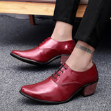 Men's Patent Leather Oxford Shoes Breathable Pointed Toe High Heels Formal Prom Dress Wedding Groom MartLion   